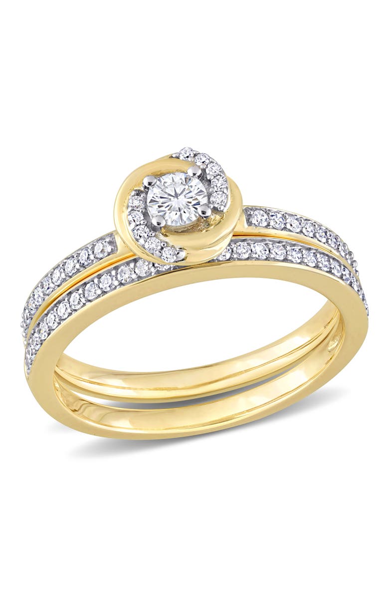 Julianna B. Diamond Swirl Halo Bridal Ring Set 14k, Main, color, 14K Yellow Gold