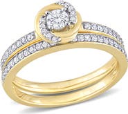 Julianna B. Diamond Swirl Halo Bridal Ring Set 14k