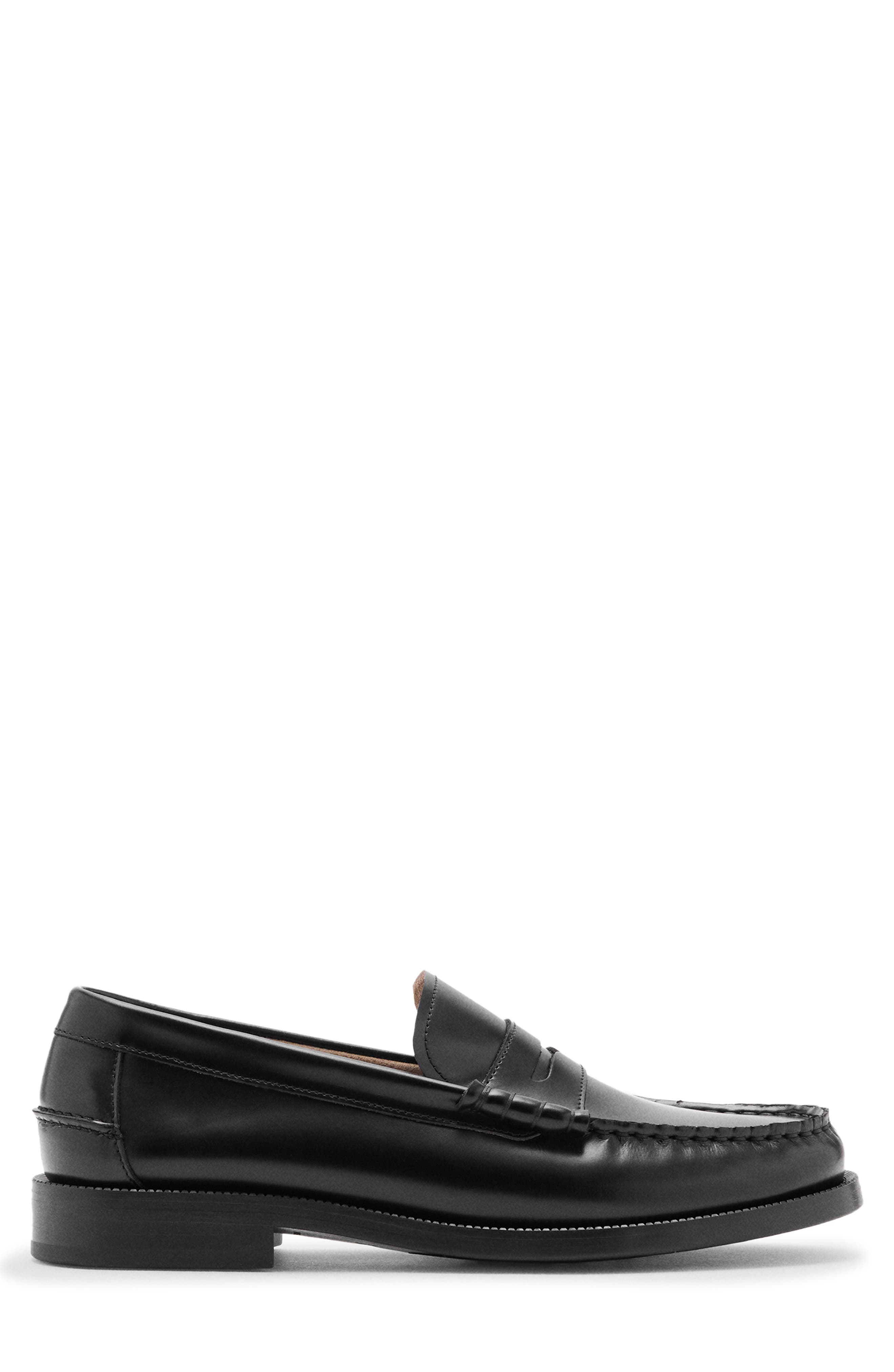 Leather Penny Loafer, Alternate, color, BLACK