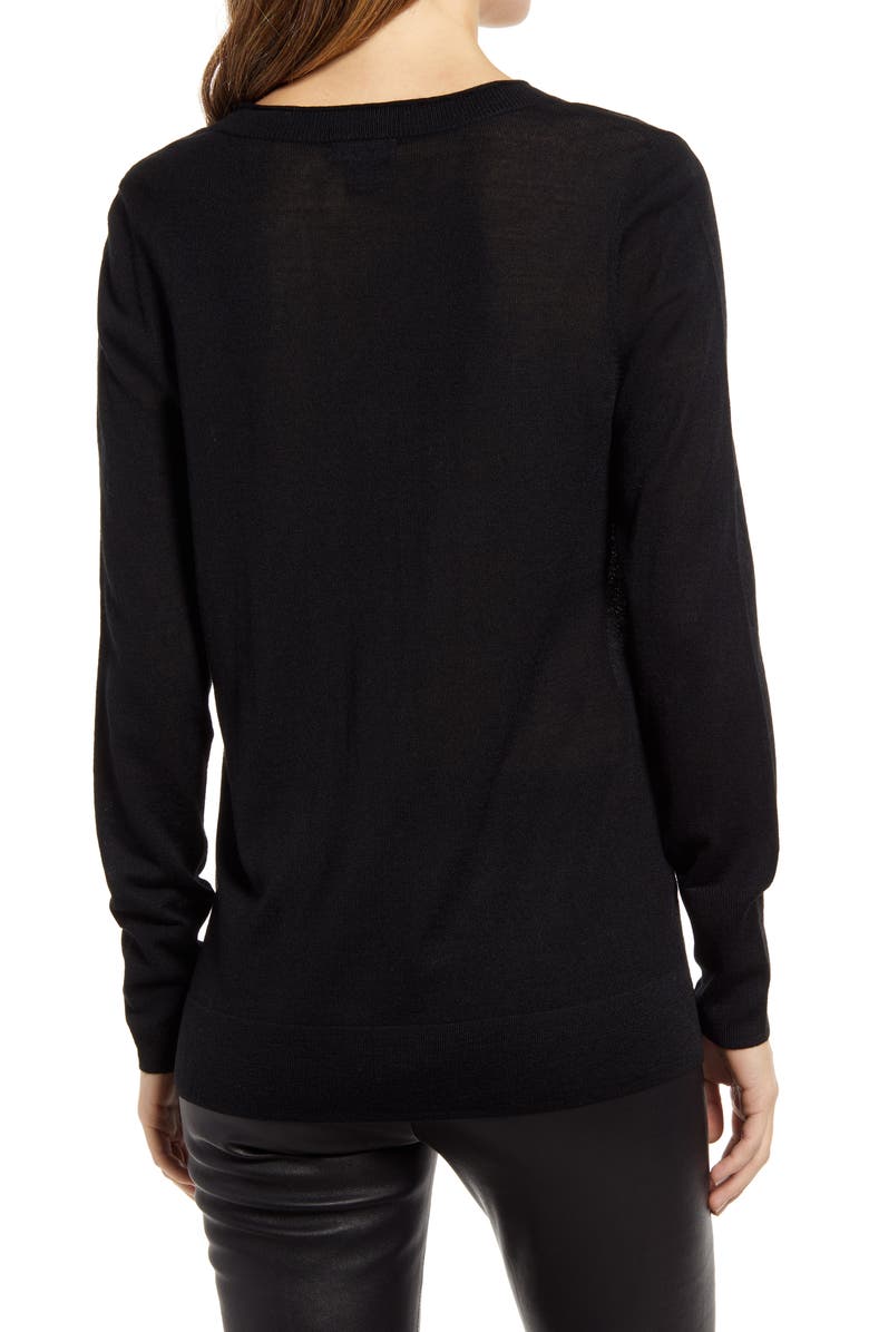 Halogen<sup>®</sup> V-Neck Merino Wool Blend Sweater, Alternate, color, 