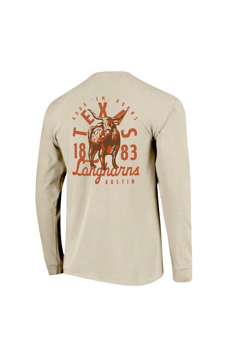 IMAGE ONE Men's Natural Texas Longhorns Comfort Colors Mascot Overlay Long Sleeve T-Shirt, Alternate, color, Natural