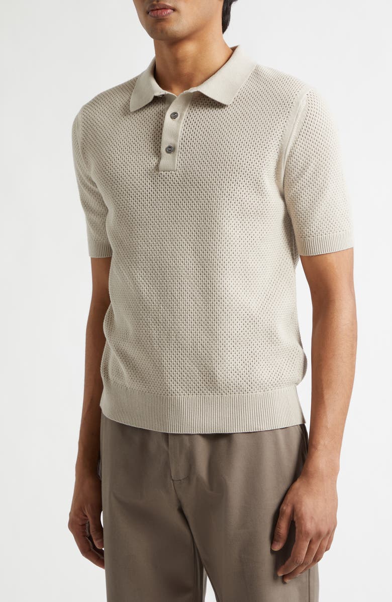 Sunspel Cotton Mesh Polo, Alternate, color, Hazelwood