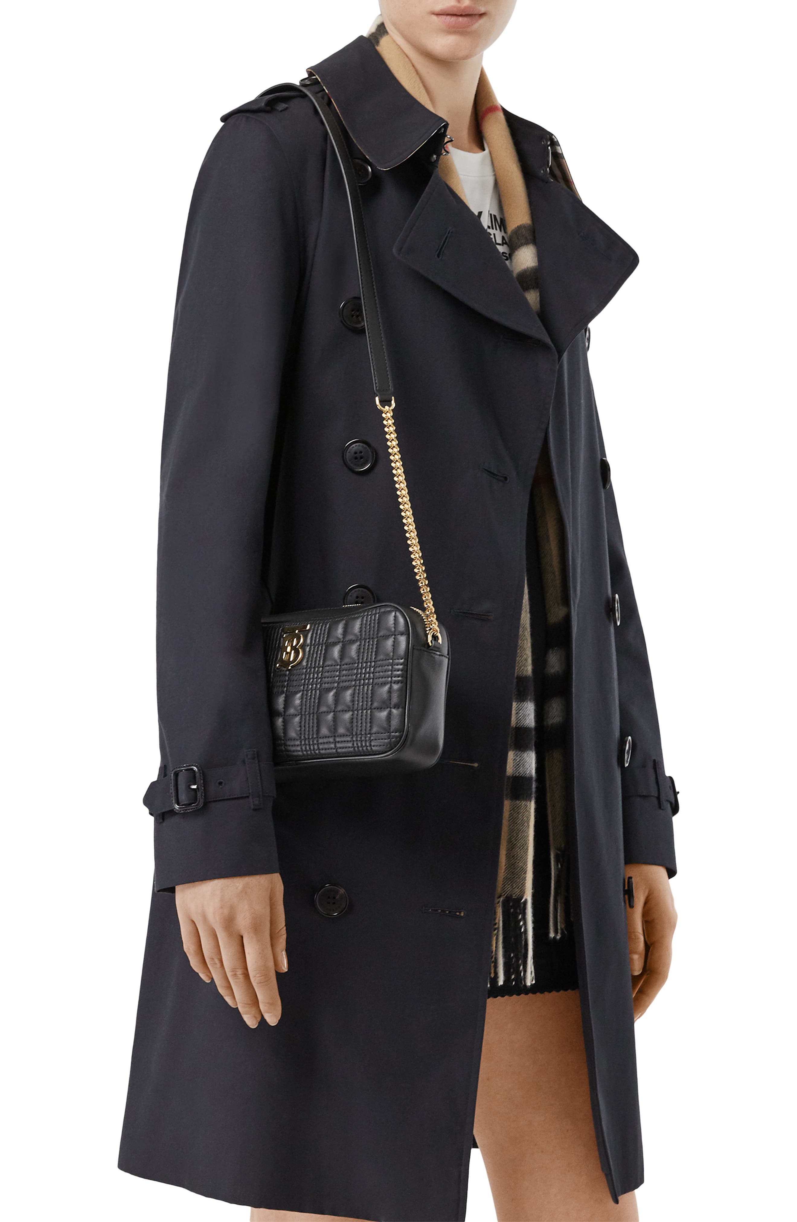 Burberry TB Quilted Check Leather Camera Crossbody Bag, Alternate, color, 