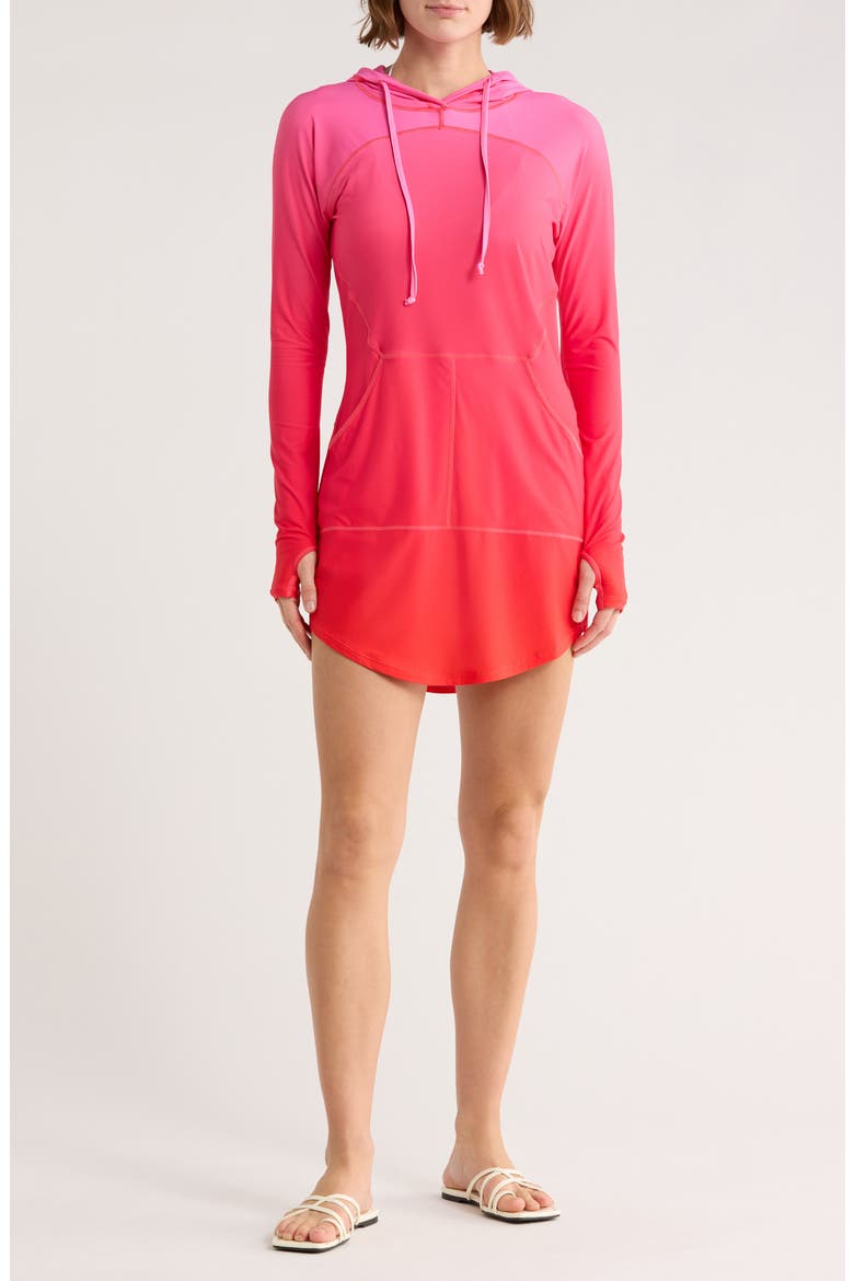 Cover-Up Hoodie Dress, Main, color, SUGAR CORAL
