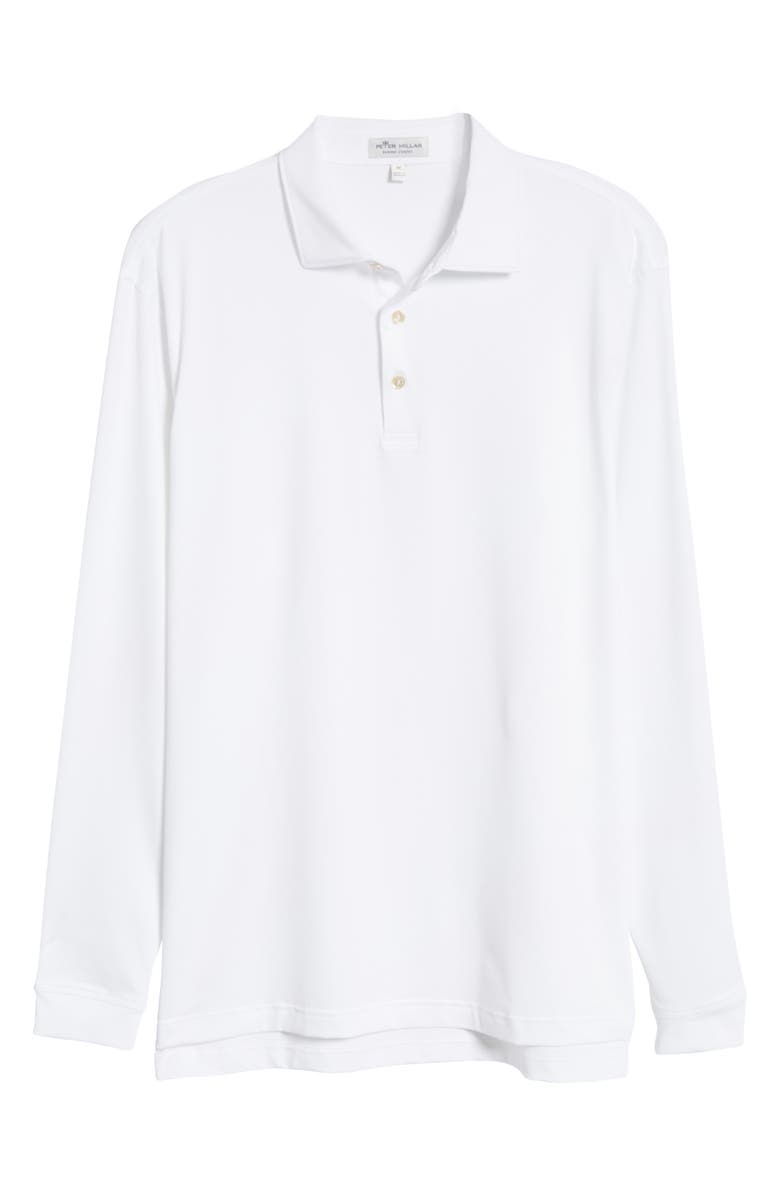 Peter Millar Solid Long Sleeve Jersey Polo, Alternate, color, White