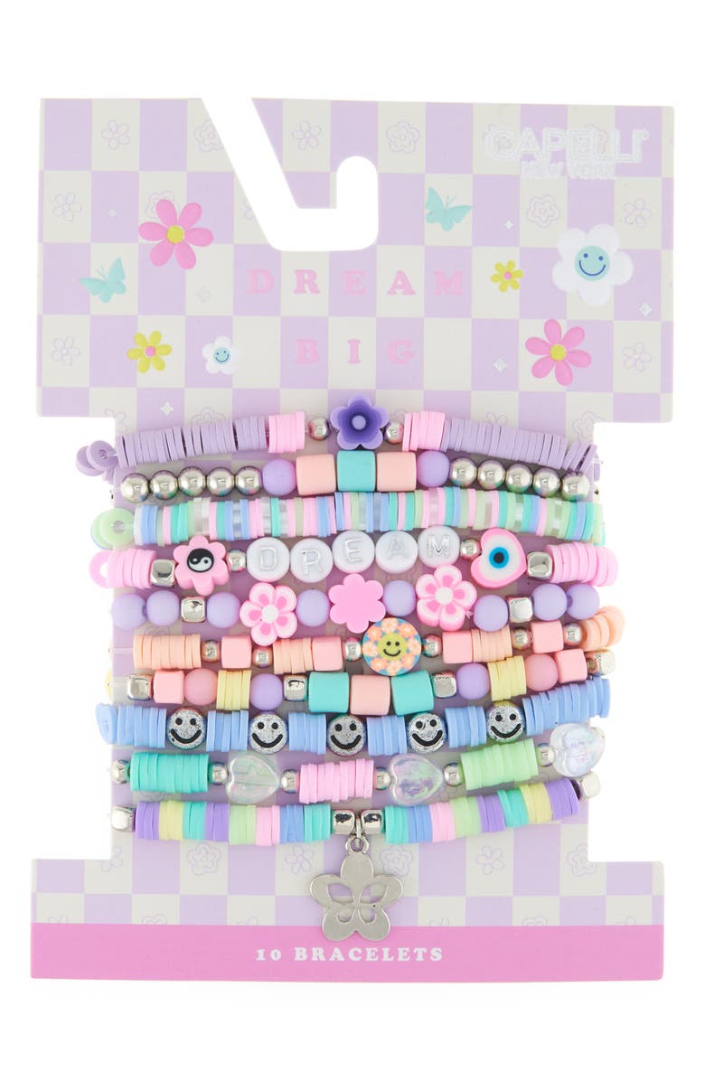 Capelli New York Kids' Set of 10 Assorted Beaded Bracelets, Main, color, 