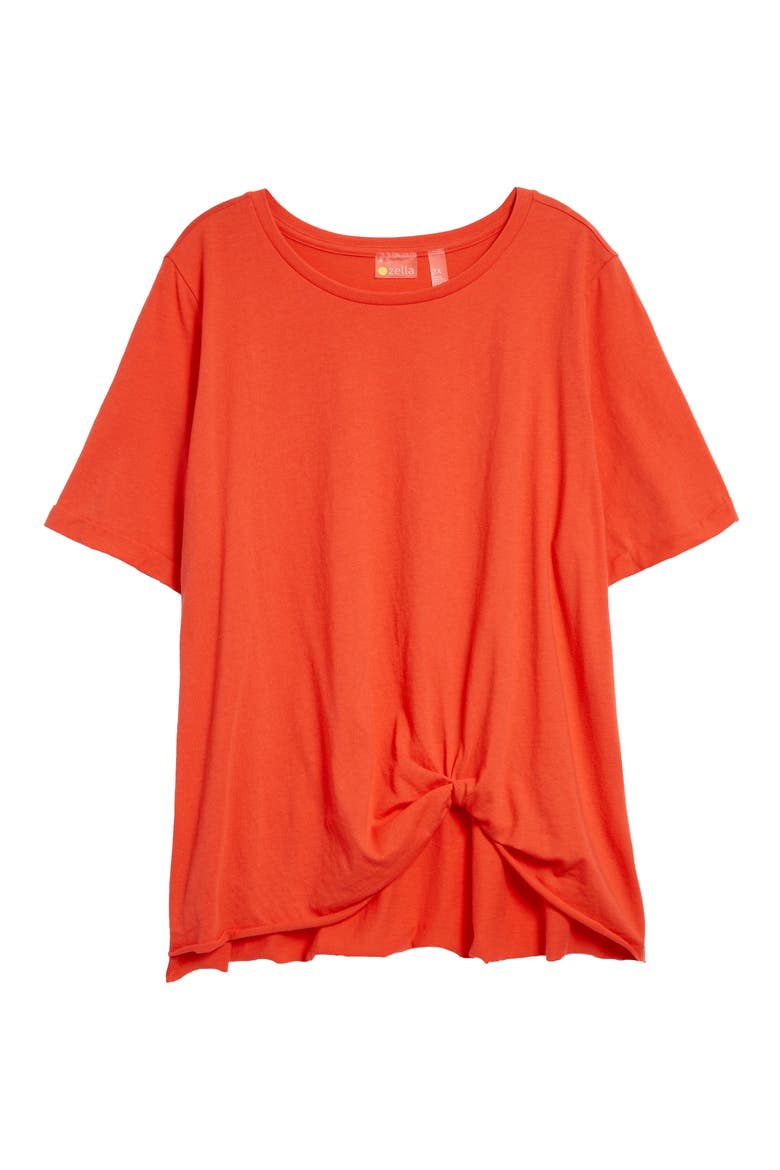 Twist Hem T-Shirt, Main, color, RED HIBISCUS