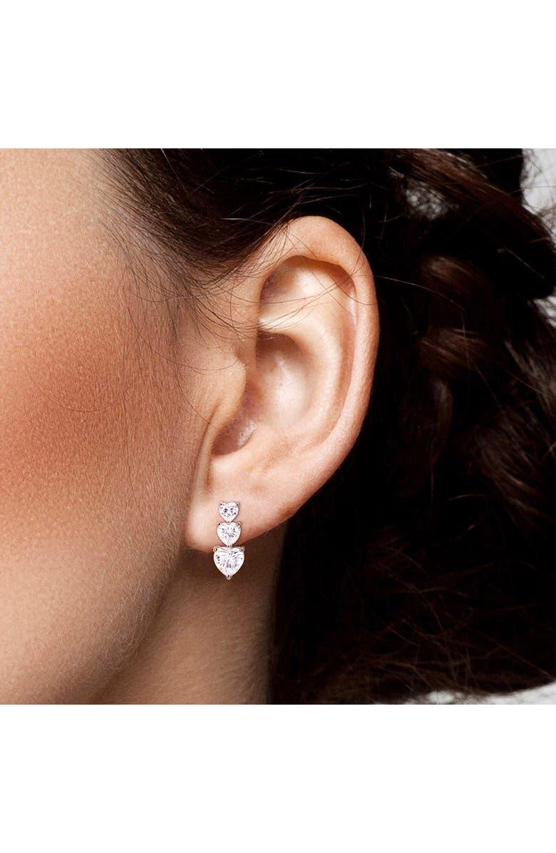 DELMAR Sterling Silver Lab Grown Moissanite Heart Linear Stud Earrings, Alternate, color,