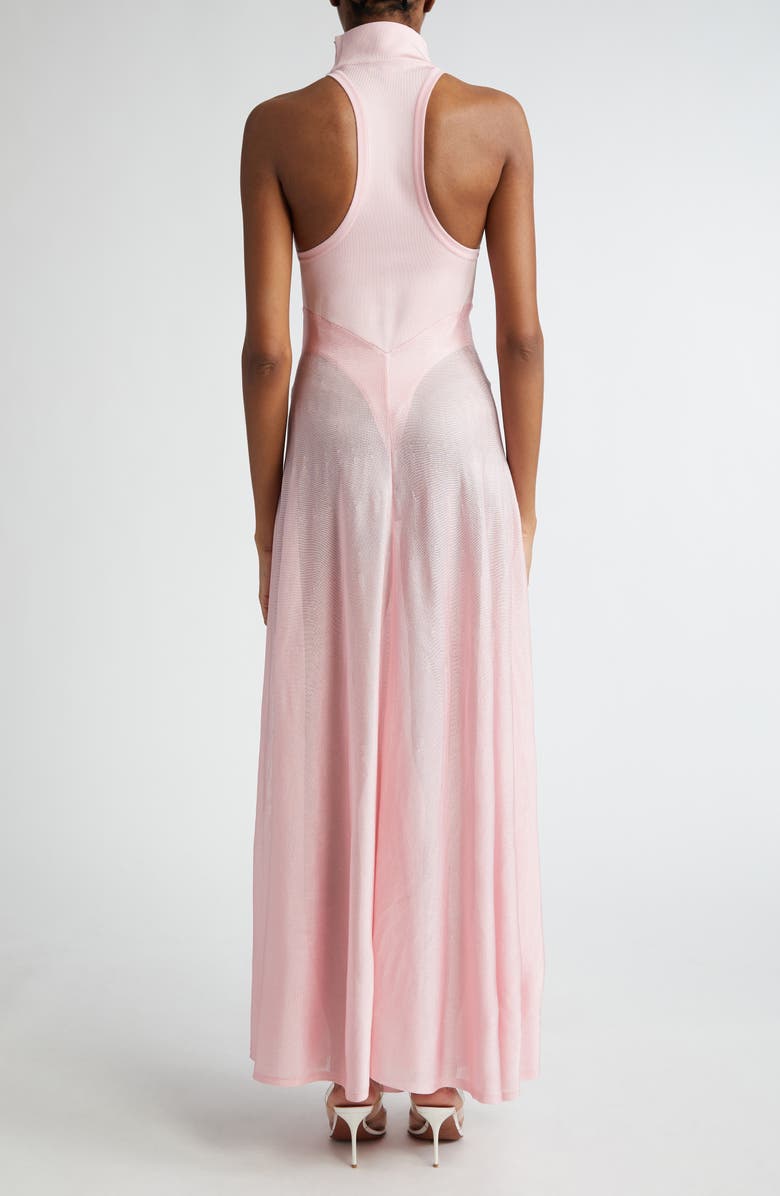 Alaïa Funnel Neck Satin Jersey Midi Dress, Alternate, color,