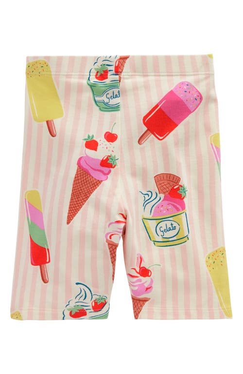 Mini Boden Kids' Stripe Ice Pop Print Cotton Bike Shorts In Pink Ice Cream Stripe