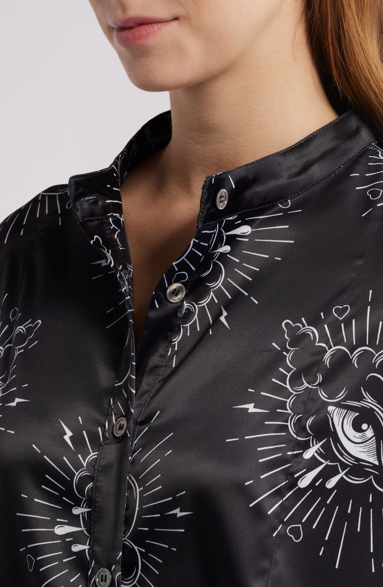 Dressed in Lala Lala Oversize Satin Button-Up Shirt & Wide Leg Pants Set, Alternate, color, 