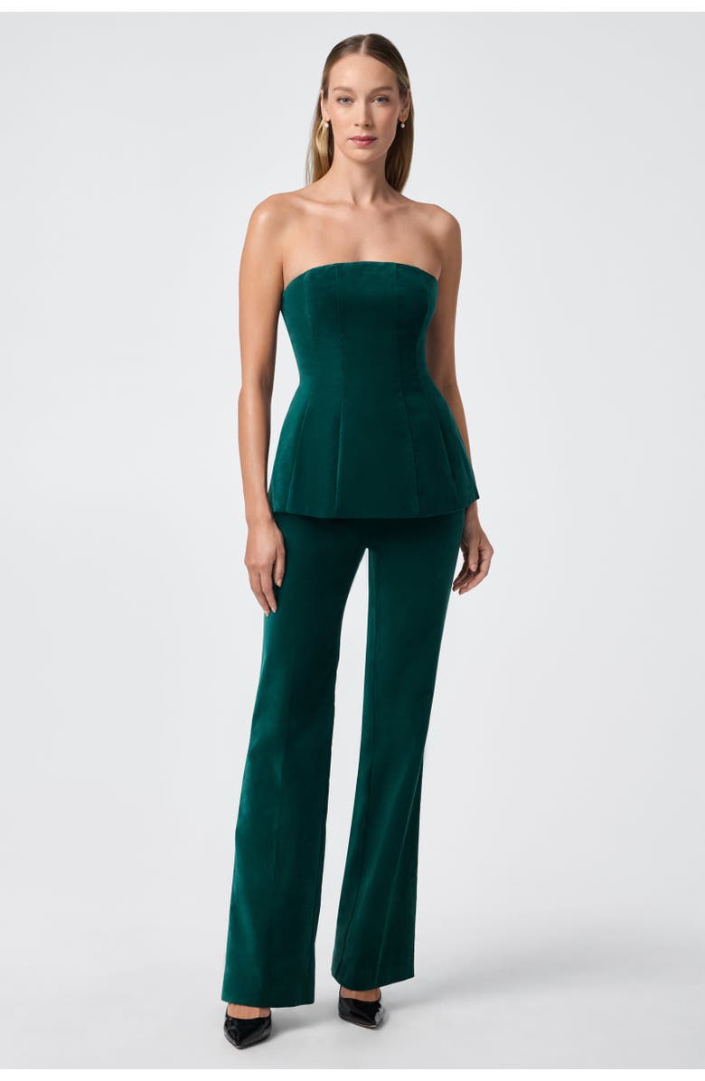Trina Turk Finale Strapless Velvet Peplum Top, Alternate, color,
