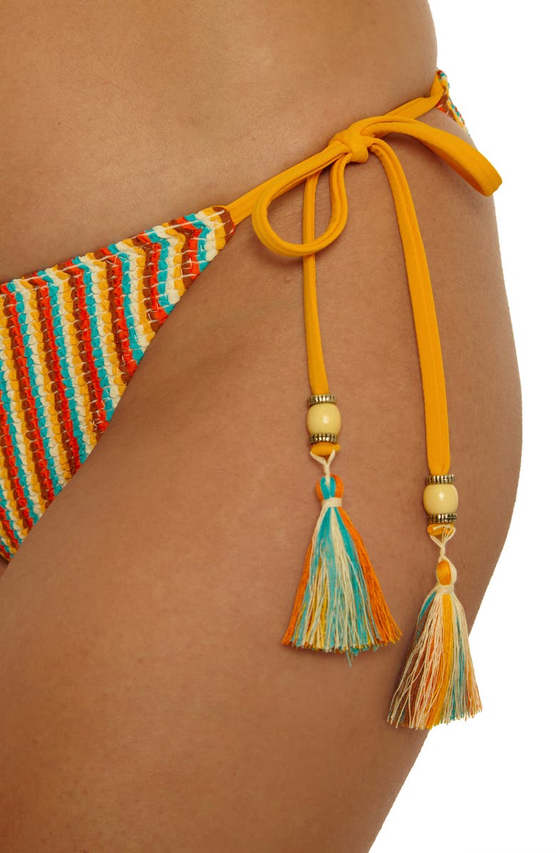 Lucky Brand Ocean Wave Side Tie Bikini Bottoms, Alternate, color, Yellow Multi