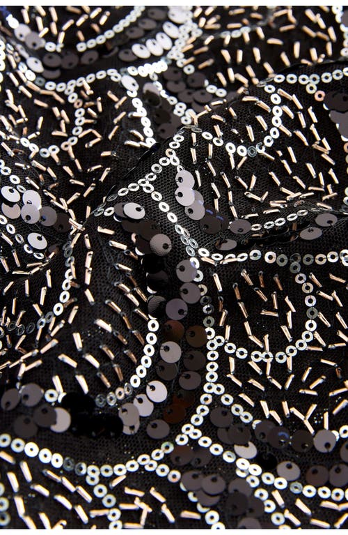 Next Sequin Geometric Top In Black