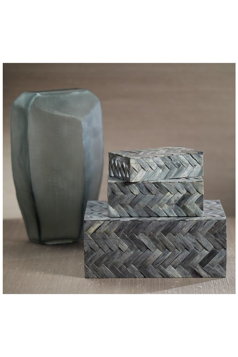 Bengkulu Herringbone Bone Decorative Box, Alternate, color, GRAY