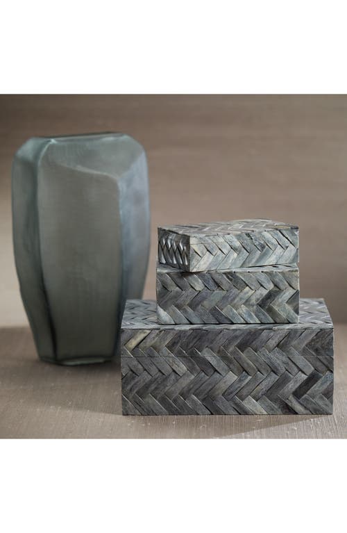 Zodax Bengkulu Herringbone Bone Decorative Box In Gray