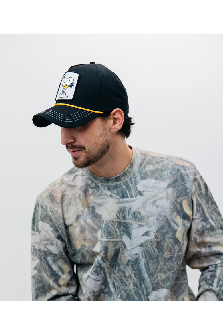 Snoopy Friends Trucker Cap, Alternate, color, BLACK
