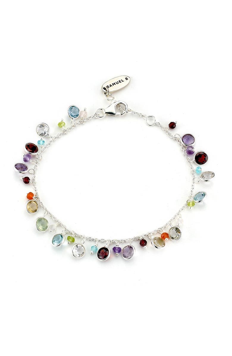 SAMUEL B. Sterling Silver Multistone Dangling Charm Bracelet, Main, color,