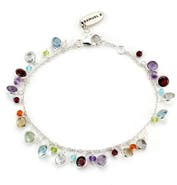 SAMUEL B. Sterling Silver Multistone Dangling Charm Bracelet