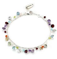 SAMUEL B. Sterling Silver Multistone Dangling Charm Bracelet