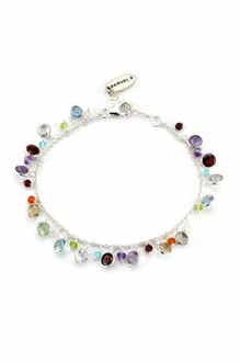 SAMUEL B. Sterling Silver Multistone Dangling Charm Bracelet