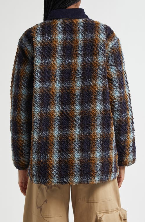 Collina Strada Stable Plaid Textured Jacket In Navy Camel Plaid