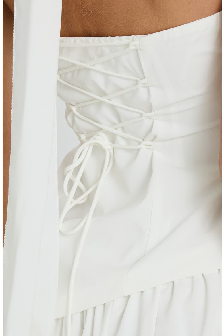 Odela Strapless Drop Waist Scarf Hem Dress, Alternate, color, WHITE