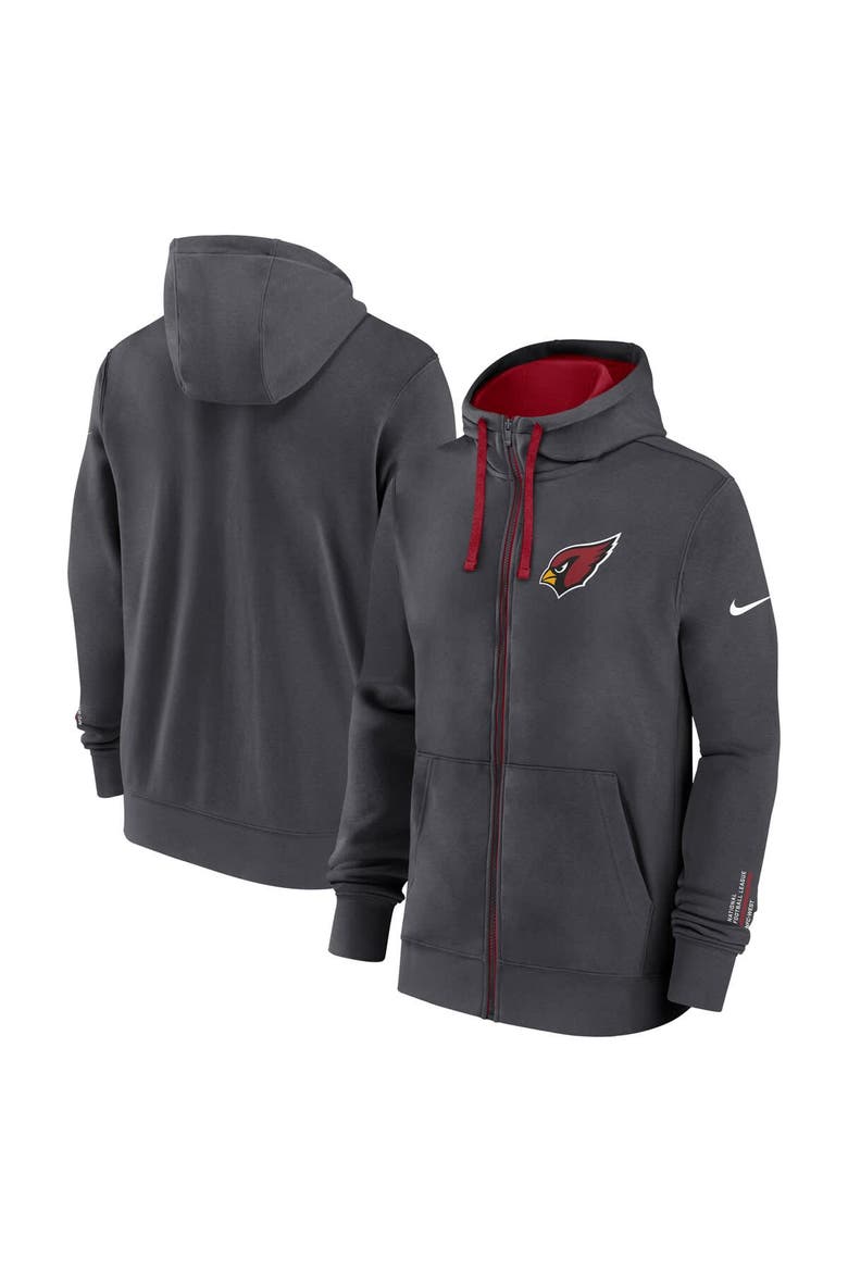 Men's Nike Anthracite Arizona Cardinals Primetime Club Full-Zip Hoodie, Main, color, Anthracite
