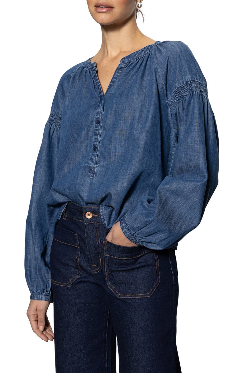 Sanctuary Sunday's Best Denim Popover Top, Main, color, 