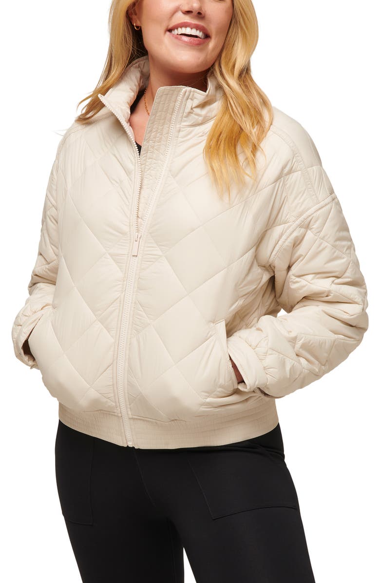 TravisMathew Lights at Night Quilted Jacket, Main, color, Pumice Stone