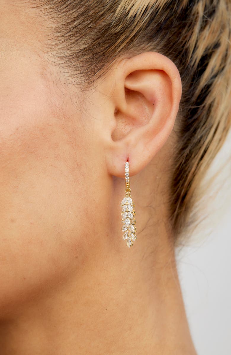 SAVVY CIE JEWELS Marquis Cubic Zirconia Drop Earrings, Alternate, color, Yellow Gold