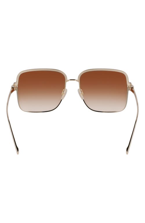 Ferragamo Gancini 57mm Modified Rectangular Sunglasses In Gold/brown Sand Gradient