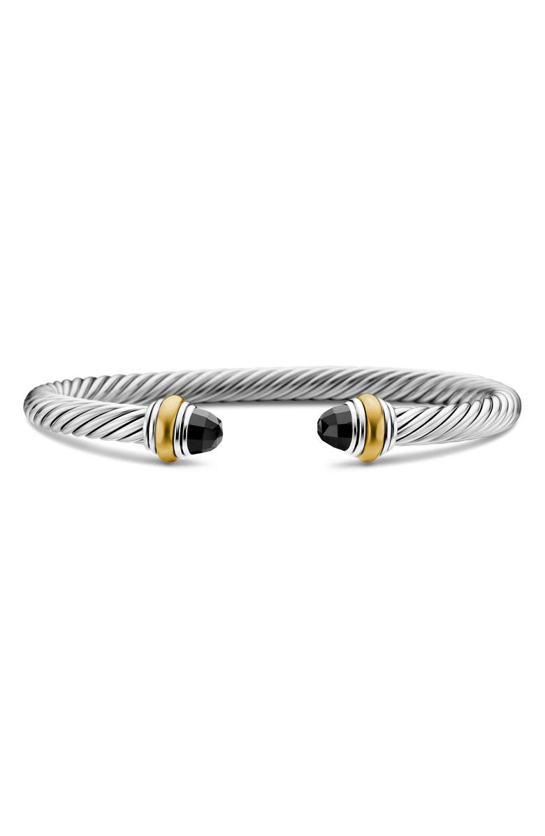 David Yurman Classic Cable Bracelet in Sterling Silver with 14K Yellow Gold, 5mm, Main, color, Black Onyx
