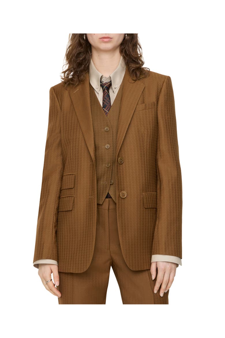 Wool Mohair Tailored Jacket, Alternate, color, Hazelnut brown