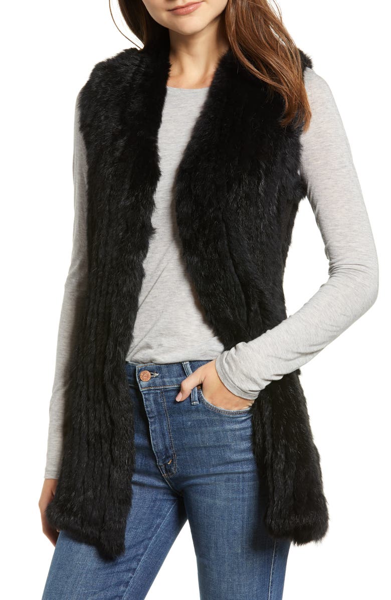 Love Token Genuine Rabbit Fur & Knit Vest, Main, color,