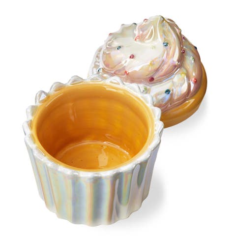 Cupcake Trinket Dish Multi Earthenware Everyday,Christmas