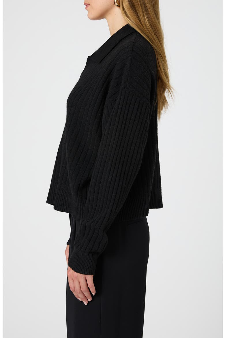 Vhari Rib Johnny Collar Sweater, Alternate, color, BLACK