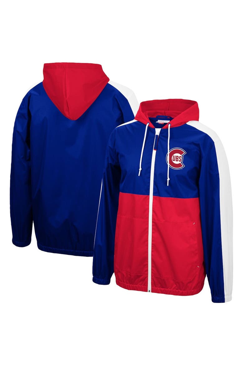 Men's Mitchell & Ness Royal/Red Chicago Cubs Game Day Full-Zip Windbreaker Hoodie Jacket, Main, color, Royal