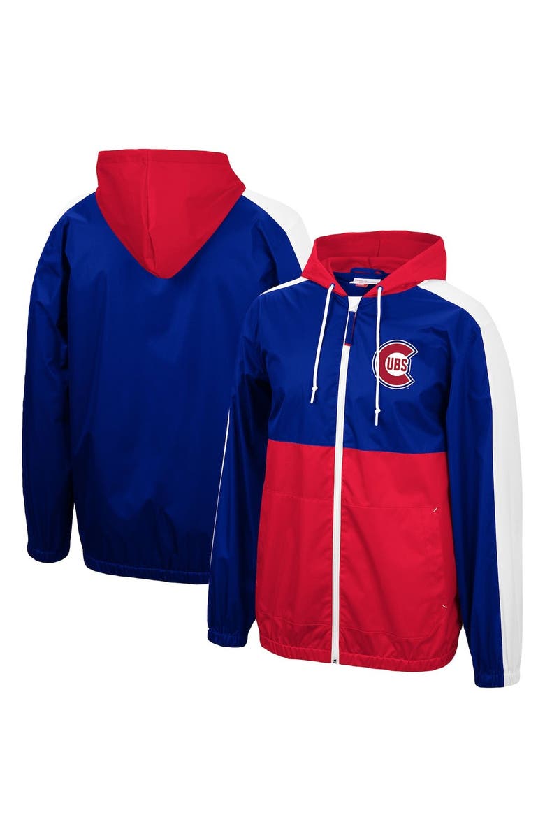 Mitchell & Ness Men's Mitchell & Ness Royal/Red Chicago Cubs Game Day Full-Zip Windbreaker Hoodie Jacket, Main, color, 