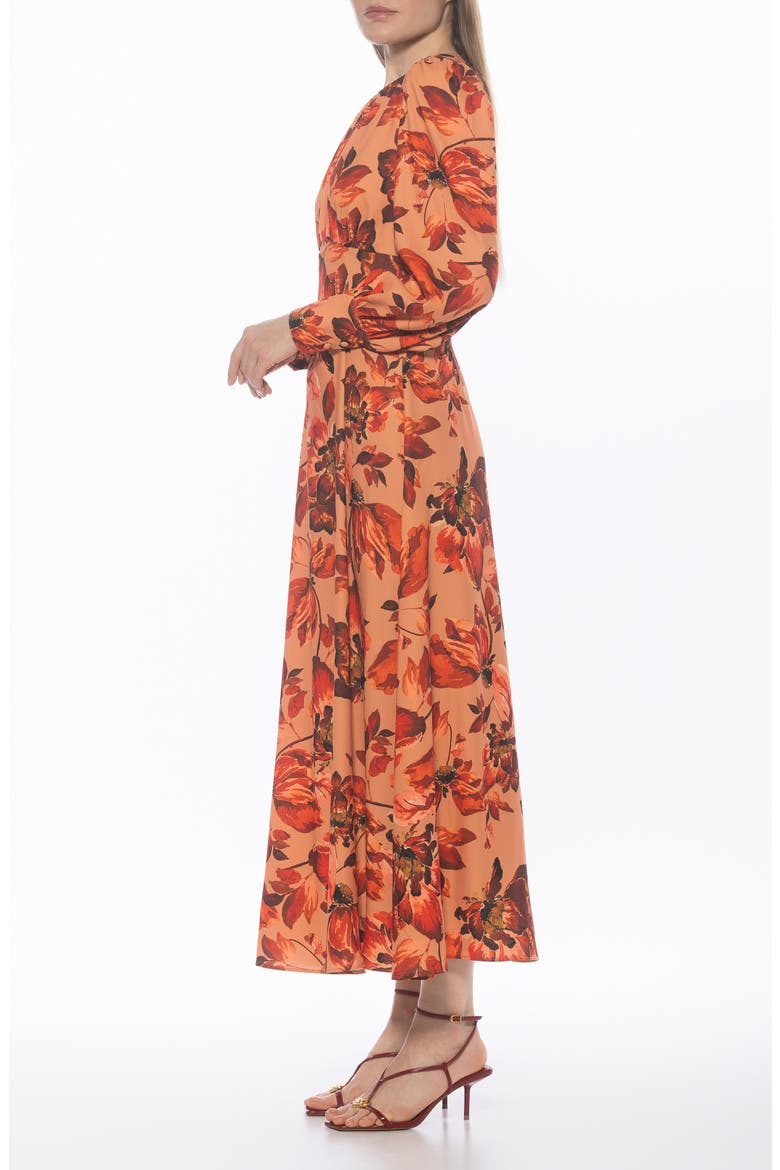 Yesenia Long Sleeve Empire Waist Maxi Dress, Alternate, color, RUST FLORAL