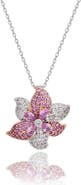 SUZY LEVIAN DIAMONDS Pink & White Sapphire Flower Pendant Necklace