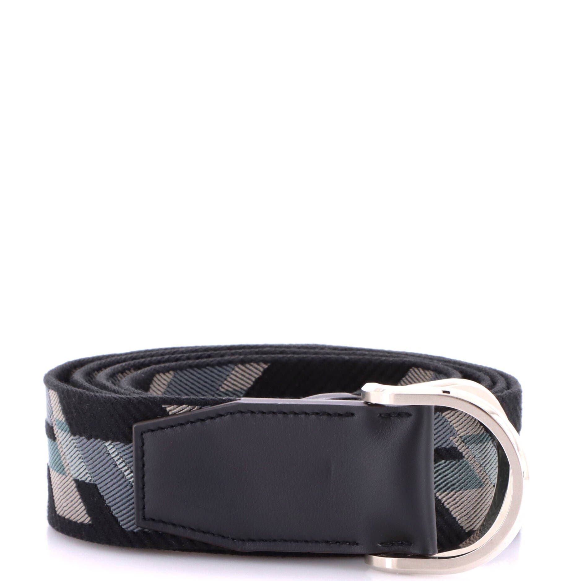 Double D Ring Belt Printed Canvas and Leather, Main, color, Grey