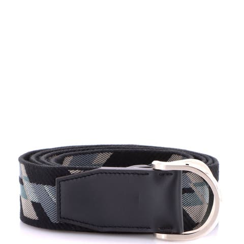 Double D Ring Belt Printed Canvas and Leather