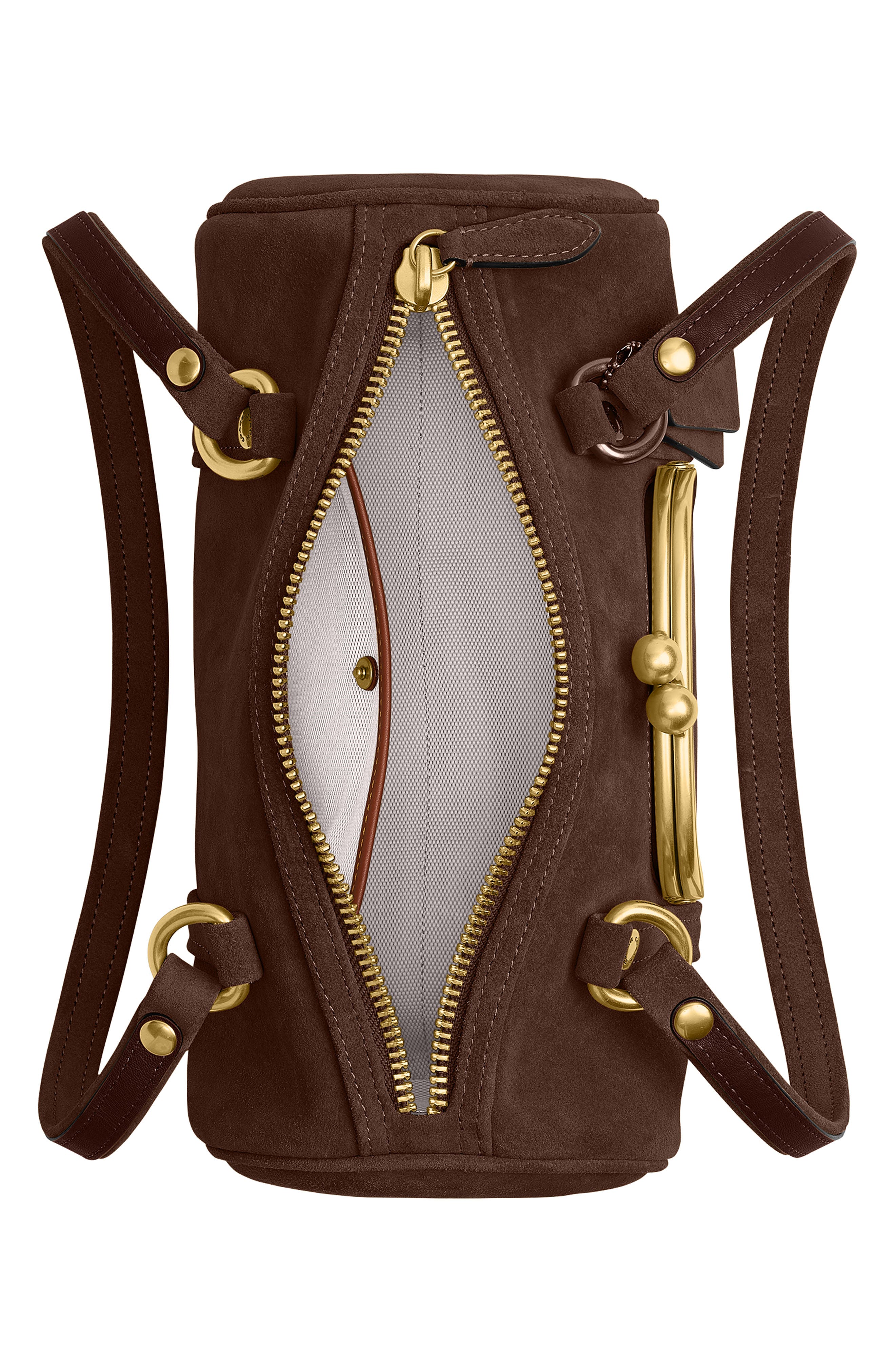 COACH Kisslock 28 Leather Barrel Bag, Alternate, color, 