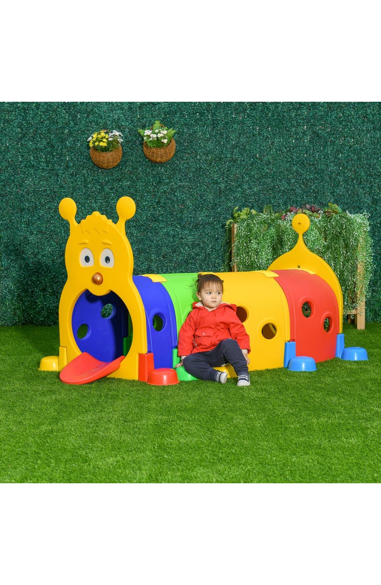 Qaba Caterpillar Tunnel for Kids Climb-N-Crawl Toy, Alternate, color, Muiti-Colored