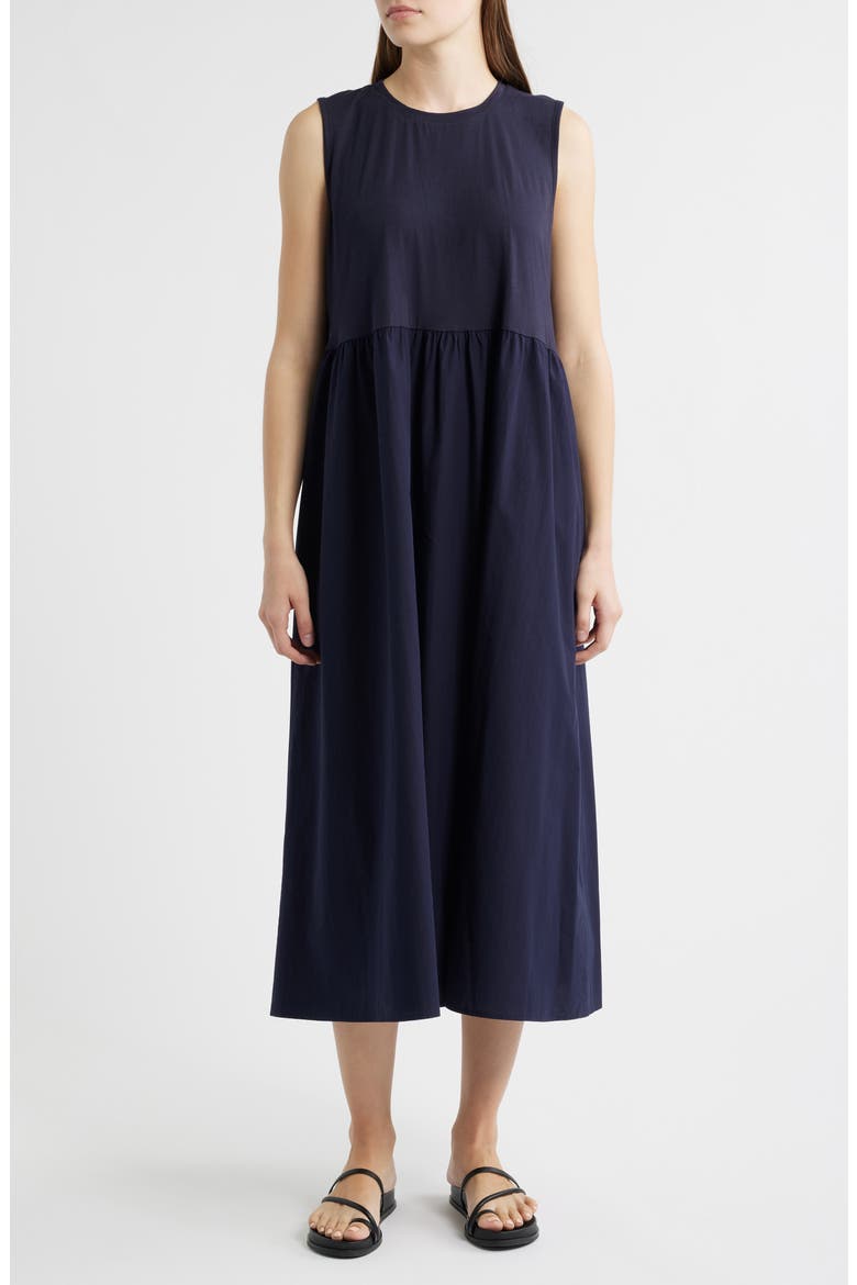 Sleeveless Organic Cotton Midi Dress, Main, color, INK