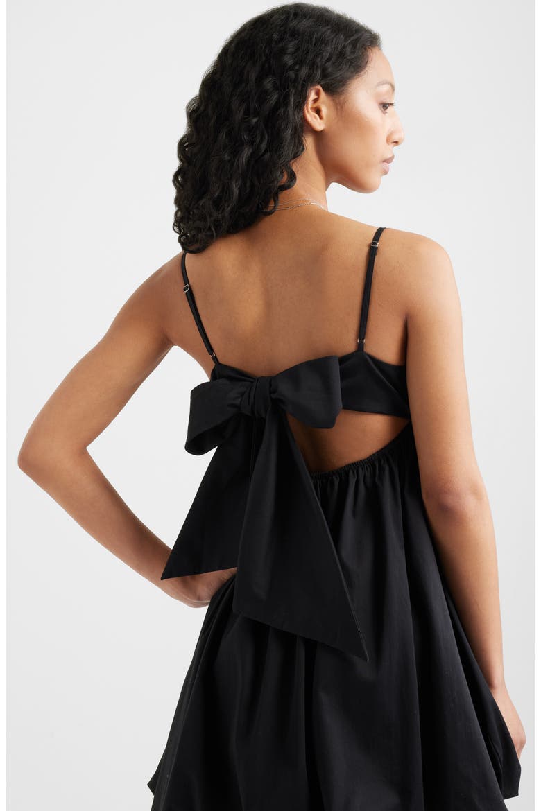 Bow Back Bubble Hem Minidress, Alternate, color, BLACK
