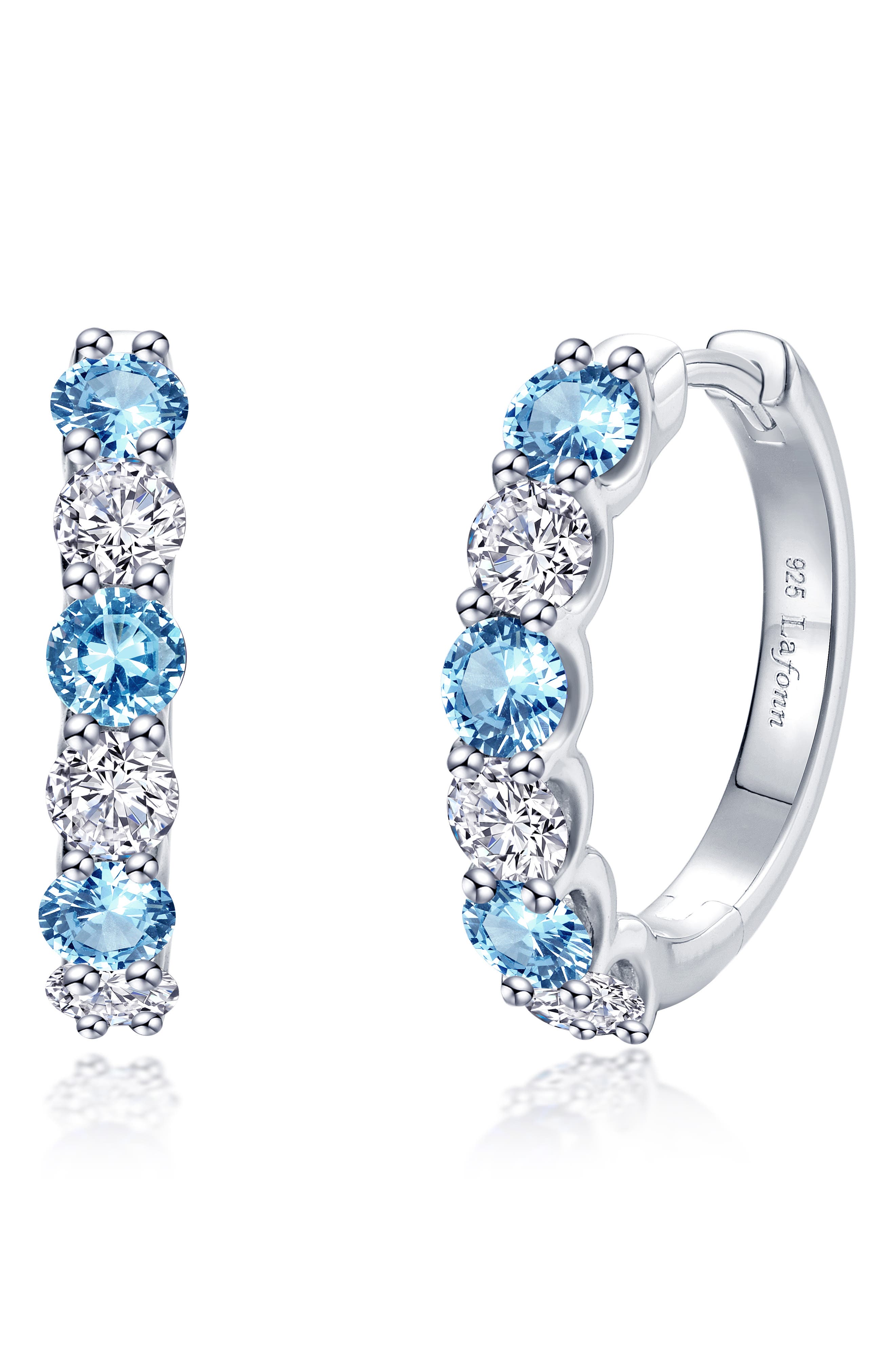 Josie Simulated Blue Topaz & Simulated Diamond Hoop Earrings