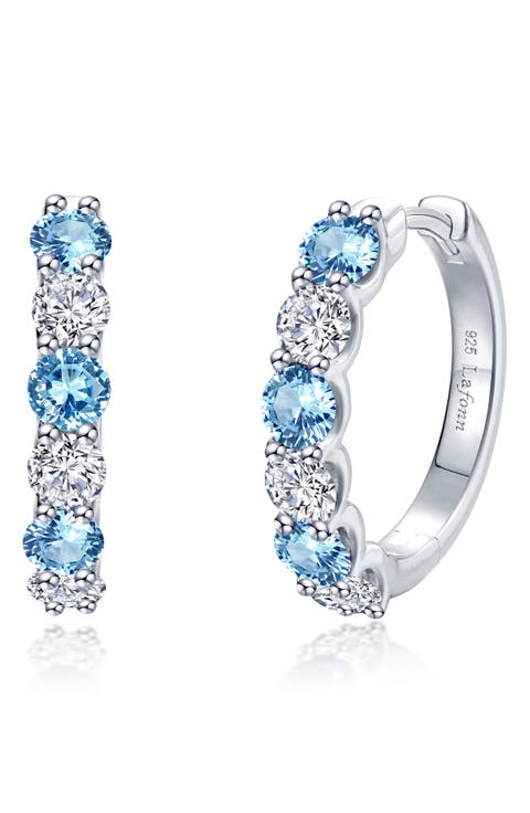 Josie Simulated Blue Topaz & Simulated Diamond Hoop Earrings