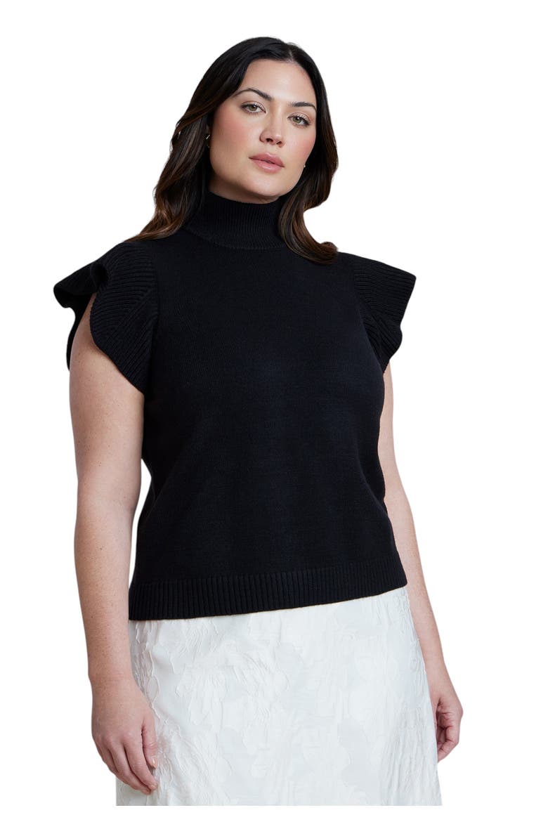 Ruffle Sleeve Sweater, Alternate, color, BLACK ONYX